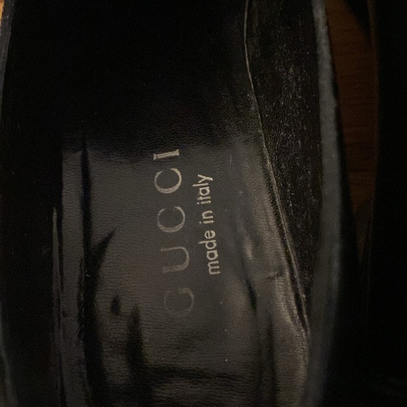 Gucci Women’s Black Horsebit Block Heel Loafers Size 37.5 - Picture 5 of 10